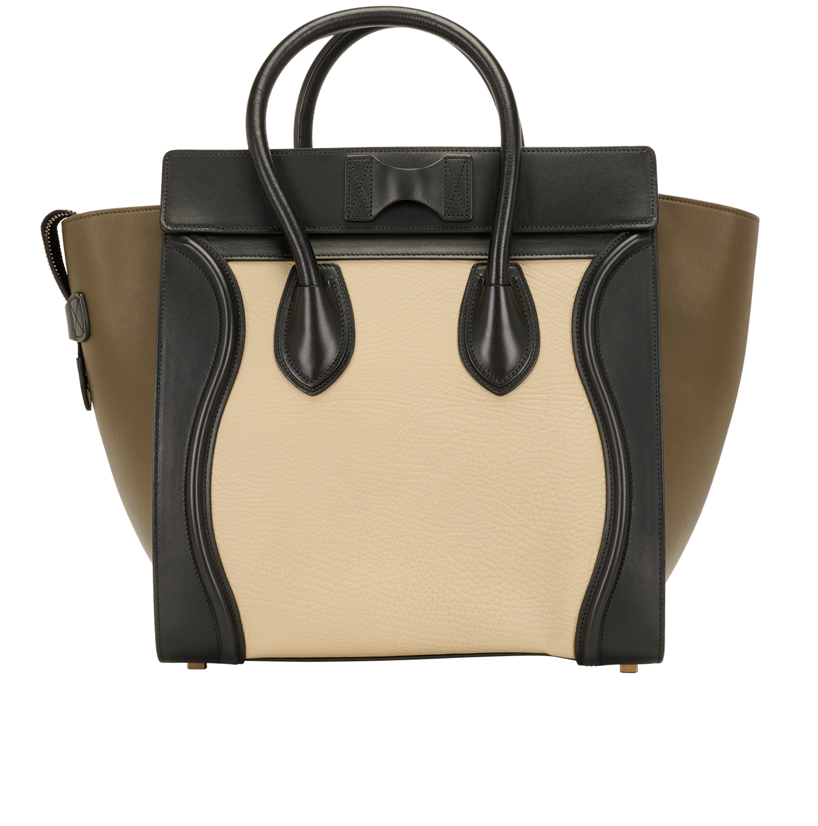 Mini Luggage, &pound;695, Handbags, Black/Khaki, Leather, Back view
